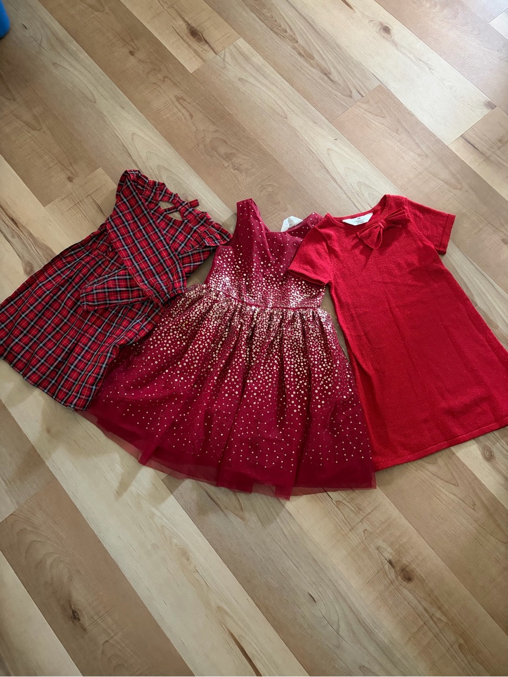 3 Girls Red Holiday Dresses H&M and Old Navy